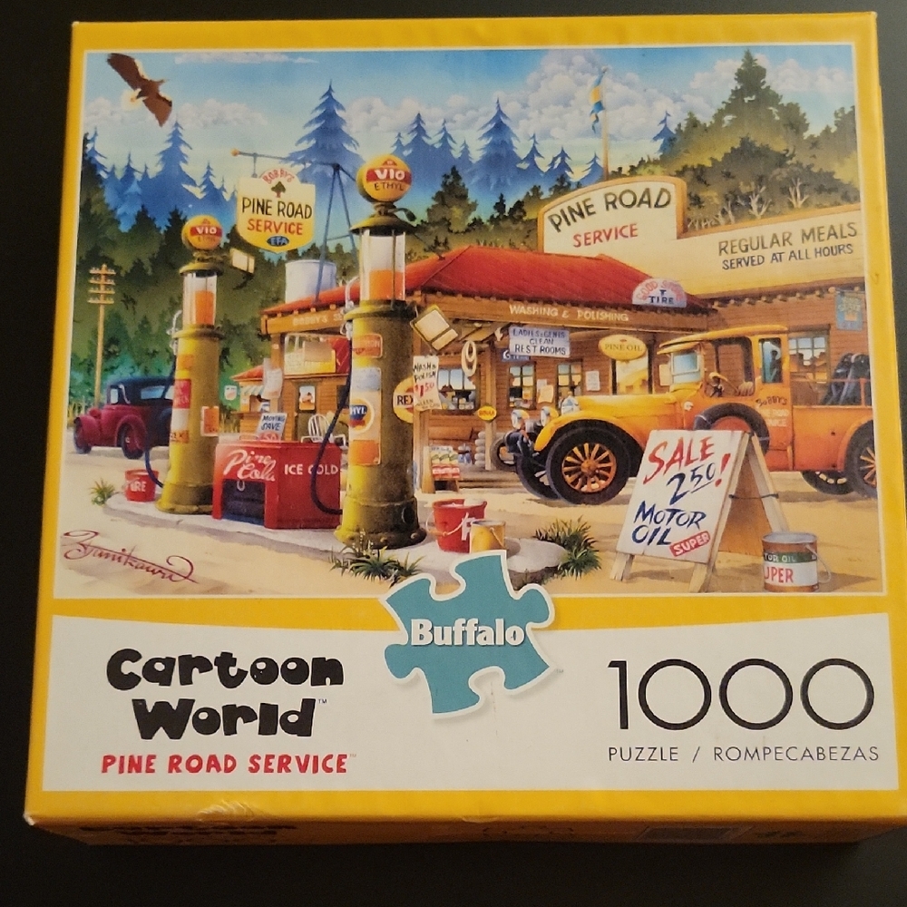 Buffalo Cartoon World Puzzle - Pine Road Service Scene